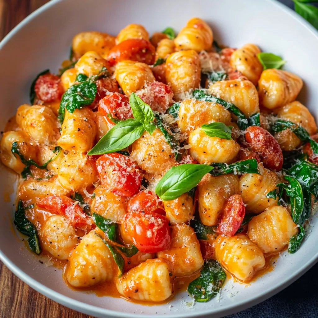 Schnelle Gnocchi-Pfanne mit Tomate & Spinat