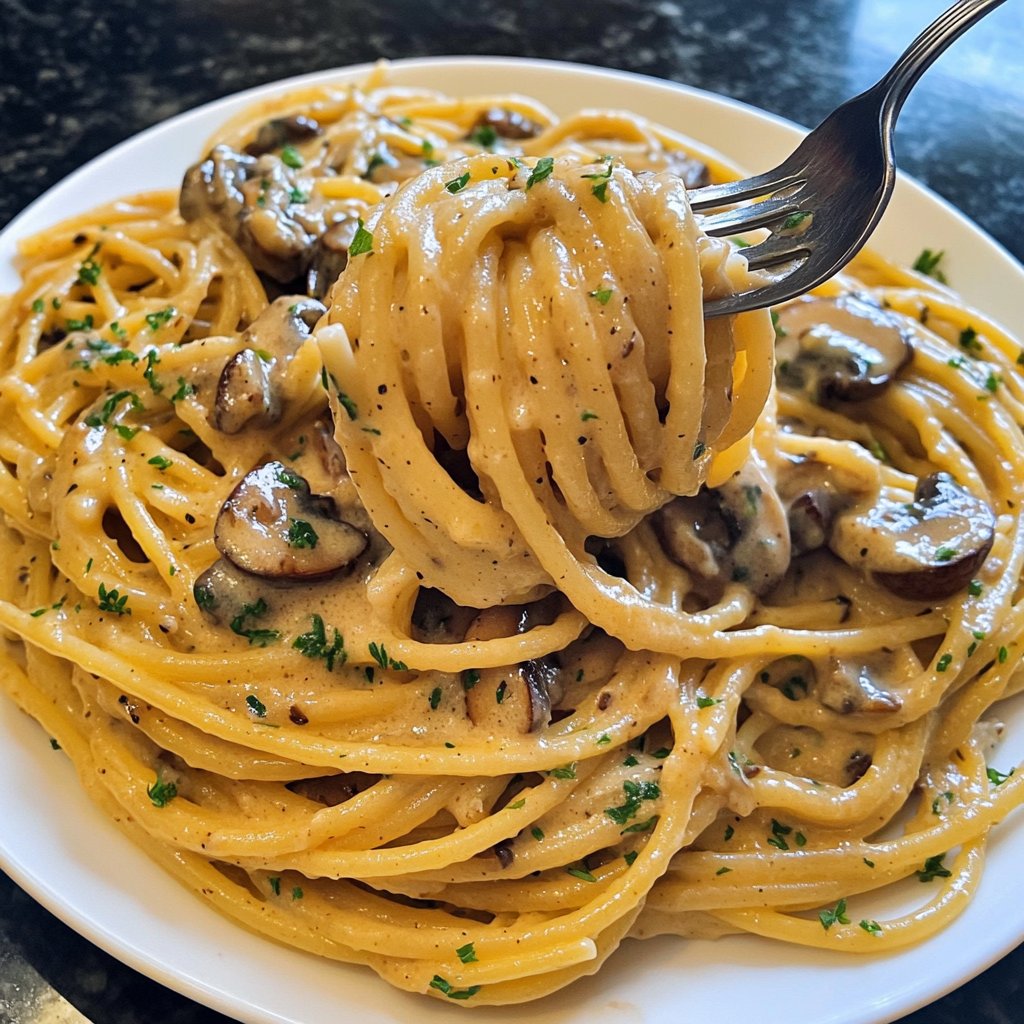 Spaghetti mit cremiger Pilzsauce
