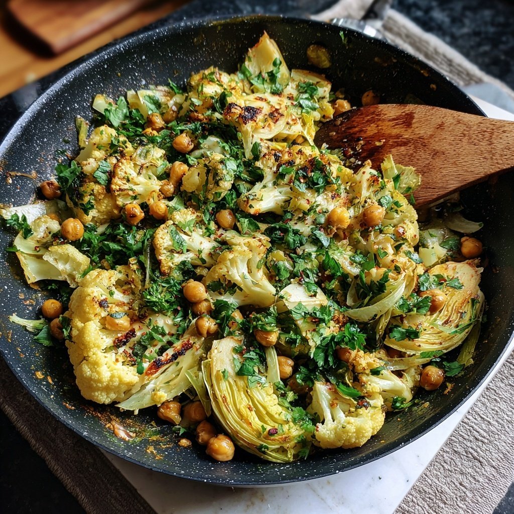 Blumenkohl Pfanne Mit Kichererbsen
