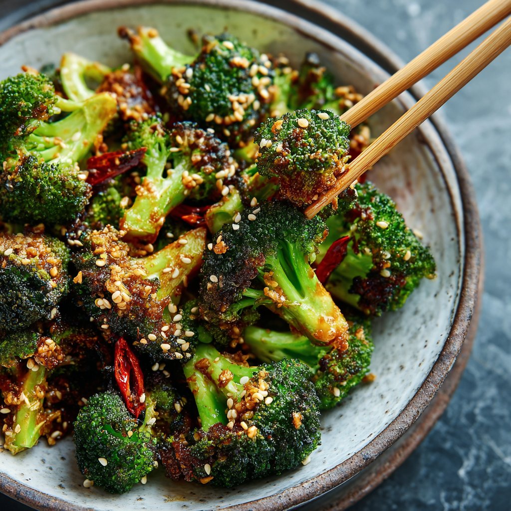 Gemüsepfanne mit Brokkoli und Sesam