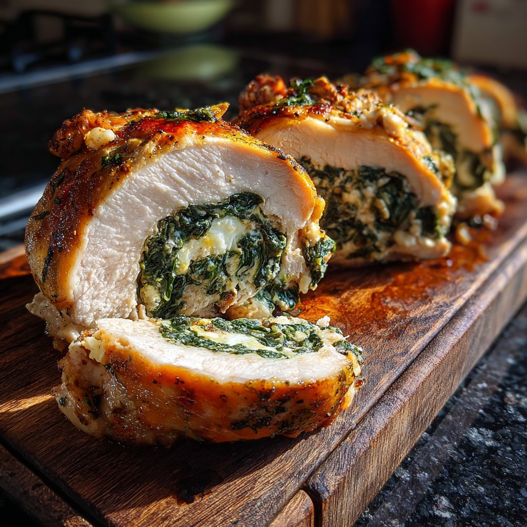 Gefüllte Hähnchenbrust mit Spinat