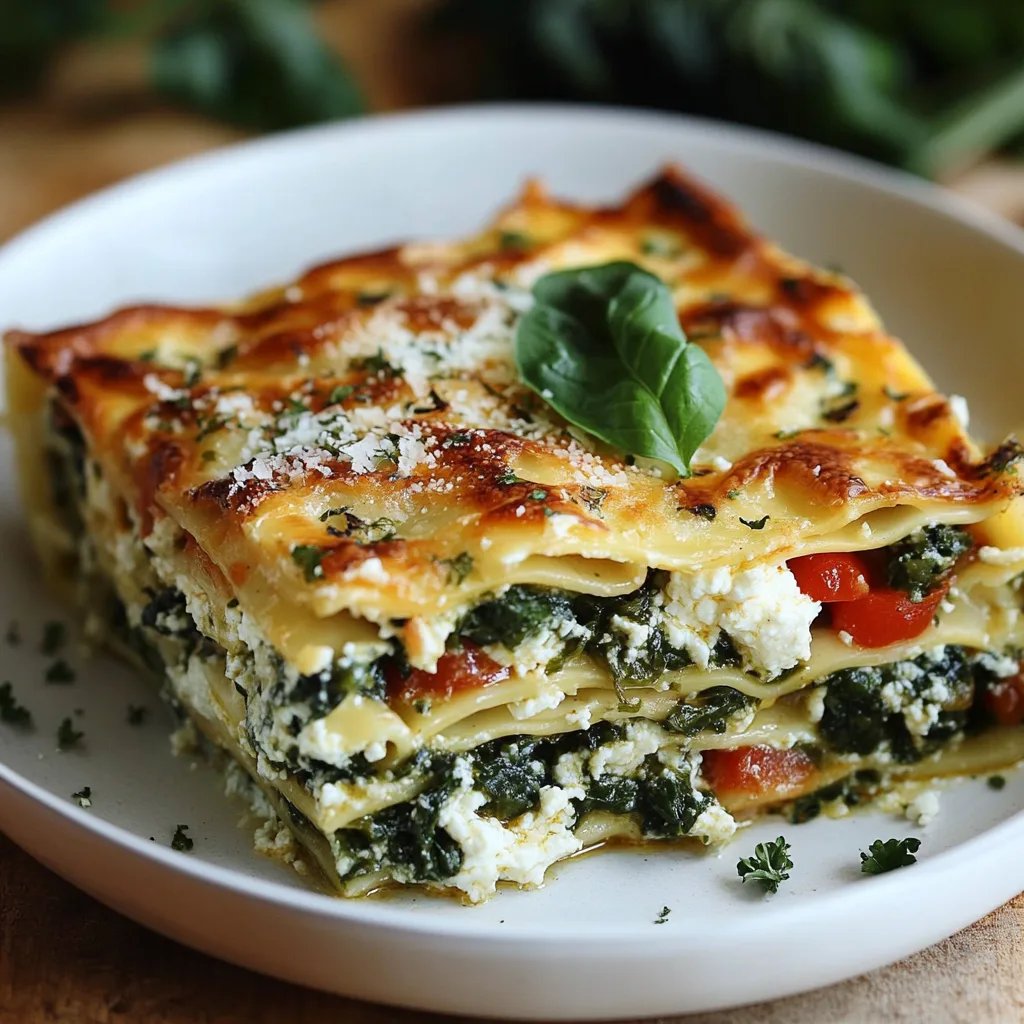 Spinatlasagne mit Feta und Tomaten