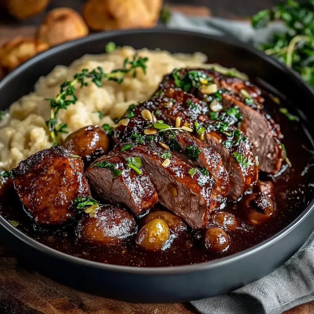 Entenbrust in Rotweinsauce mit Rosenkohl