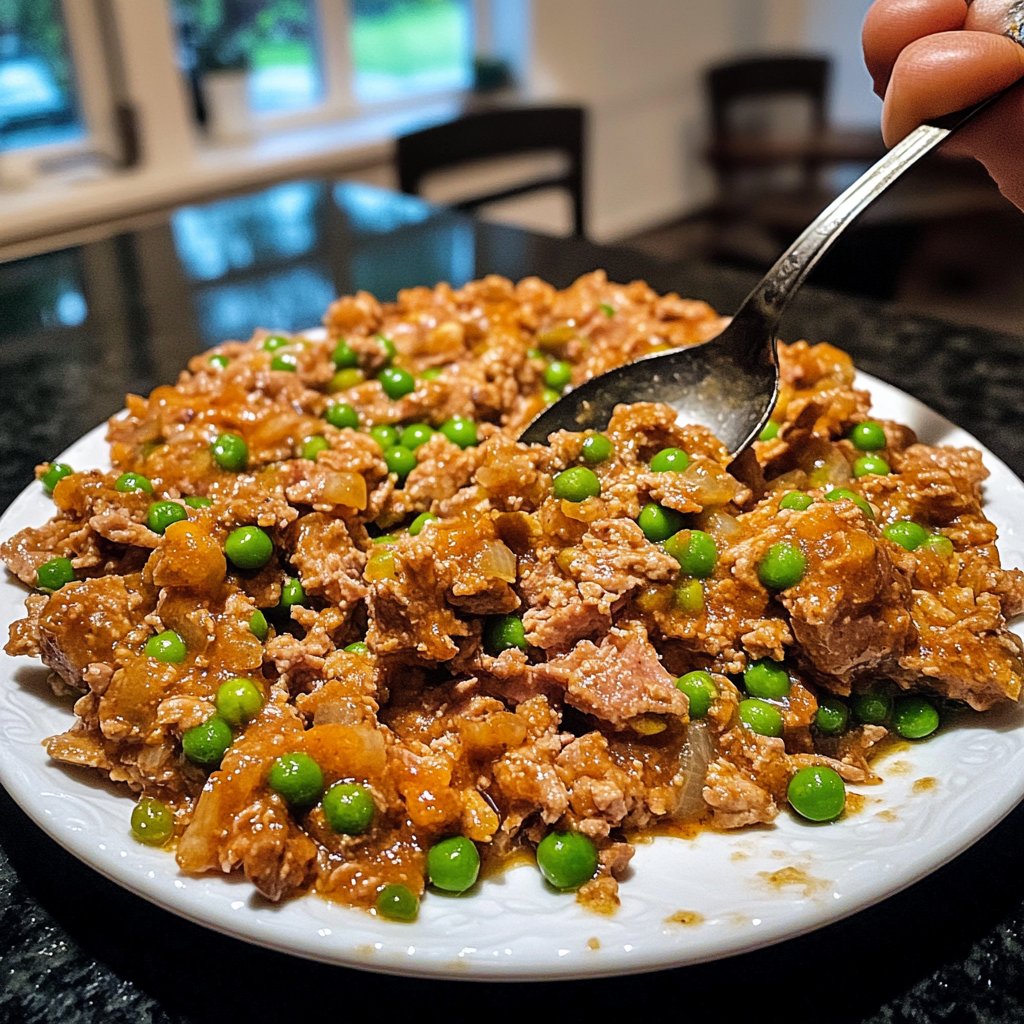 Hackfleisch Pfanne mit Erbsen