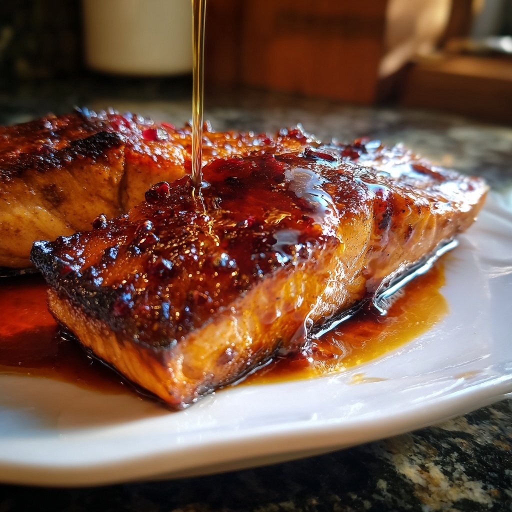 Lachsfilet mit Granatapfelglasur